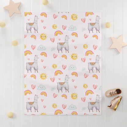 Enchanting Cozy Llama  Fleece Baby Blanket - Cute Llama Rainbows Dream Like Design Swaddle Blanket ~ Newborn Gift