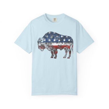 Distressed Graphic American Buffalo T-Shirt, Patriotic Tee, Unisex Graphic Shirt, 4th of July, Red White and Blue, Fourth of July,  Different colors
