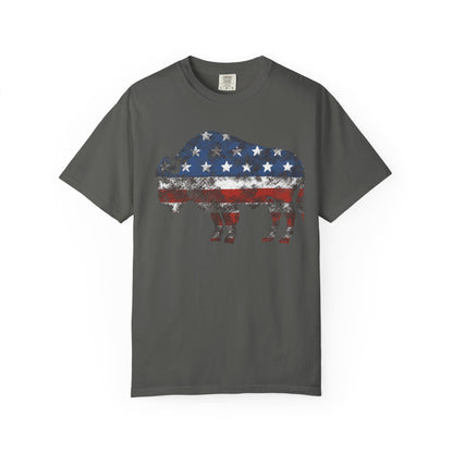Distressed Graphic American Buffalo T-Shirt, Patriotic Tee, Unisex Graphic Shirt, 4th of July, Red White and Blue, Fourth of July,  Different colors