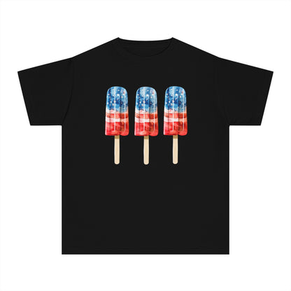 Patriotic Youth Tee with Popsicles, Kids Summer T-Shirt, Independence Day Gift, 4th of July Apparel, Fun Outdoor Wear