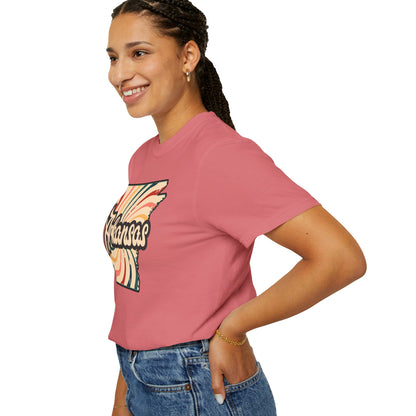 WOOO PIG SOOIE. , Arkansas Retro T-Shirt - Call Those Hogs - Natural State - Fun Summer Tee - Colorful - Razorbacks