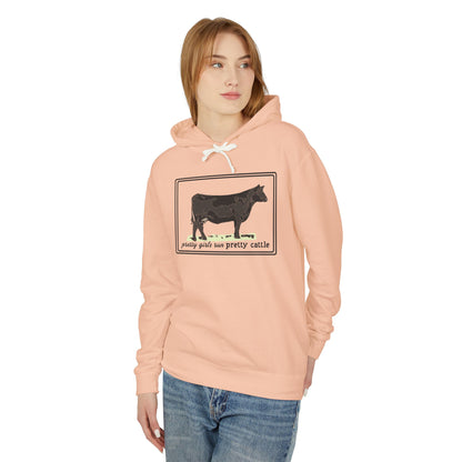 New Pretty Girls Run Pretty Cattle Comfort Colors Lightweight Hooded Sweatshirt - Multiple Colors Available