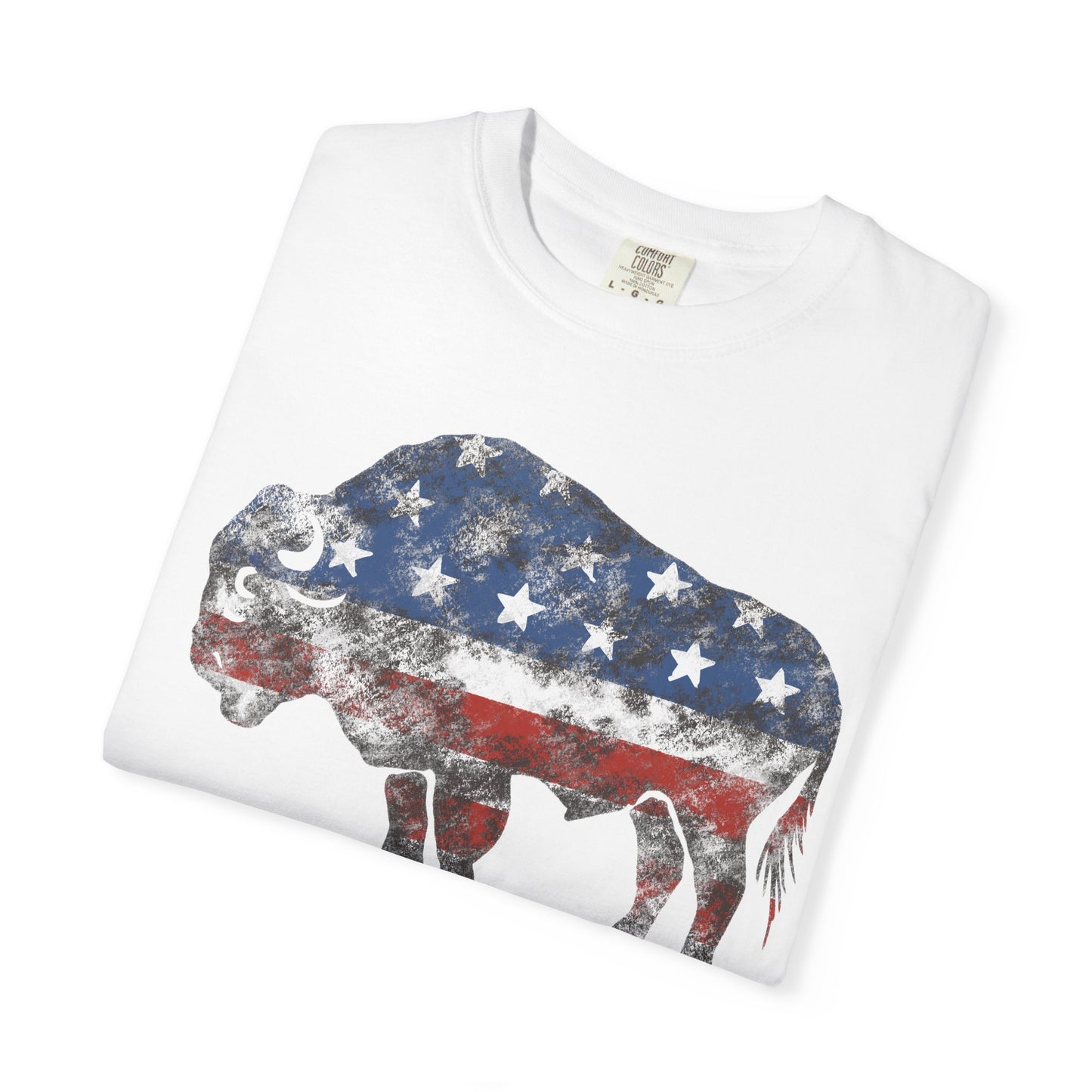 Distressed Graphic American Buffalo T-Shirt, Patriotic Tee, Unisex Graphic Shirt, 4th of July, Red White and Blue, Fourth of July,  Different colors