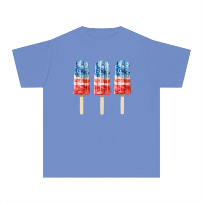 Patriotic Youth Tee with Popsicles, Kids Summer T-Shirt, Independence Day Gift, 4th of July Apparel, Fun Outdoor Wear