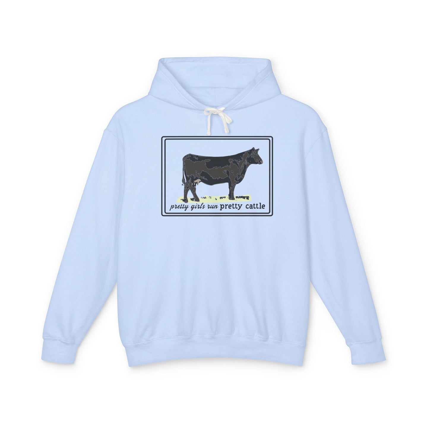 New Pretty Girls Run Pretty Cattle Comfort Colors Lightweight Hooded Sweatshirt - Multiple Colors Available