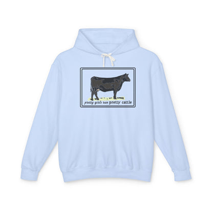 New Pretty Girls Run Pretty Cattle Comfort Colors Lightweight Hooded Sweatshirt - Multiple Colors Available