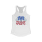 Stars and Stripes Racerback Tank, Patriotic Summer Top, 4th of July Clothing, Independence Day Shirt, Vacation Wear, Festive Activewear Red White and Blue