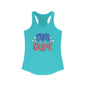 Stars and Stripes Racerback Tank, Patriotic Summer Top, 4th of July Clothing, Independence Day Shirt, Vacation Wear, Festive Activewear Red White and Blue