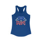 Stars and Stripes Racerback Tank, Patriotic Summer Top, 4th of July Clothing, Independence Day Shirt, Vacation Wear, Festive Activewear Red White and Blue