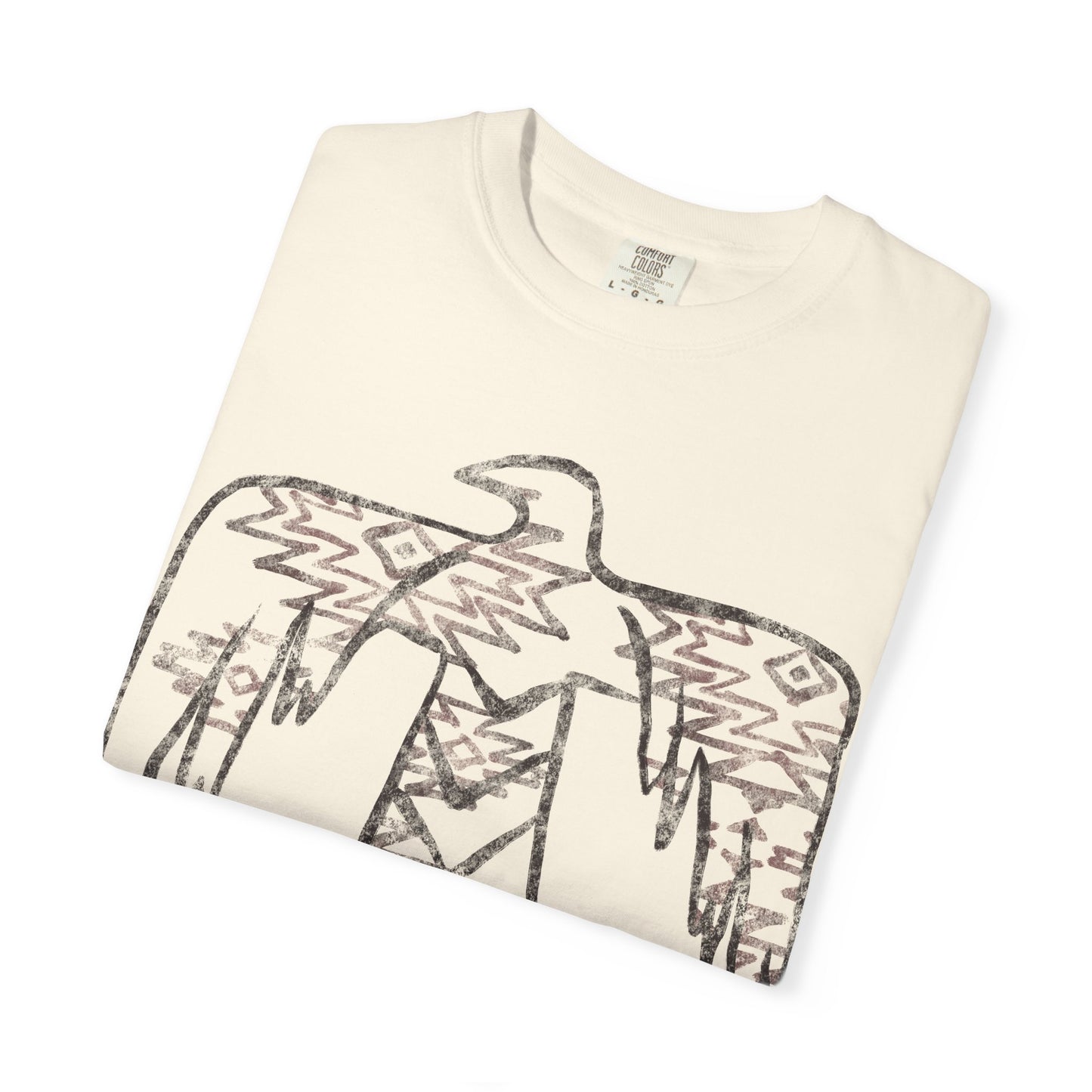 American Indian Thunderbird Grunge Unisex Garment-Dyed T-Shirt with Artistic Design, Casual Wear, Boho Style,  Graphic Tee, Eco-Friendly Fashion, Unique Gift For Her