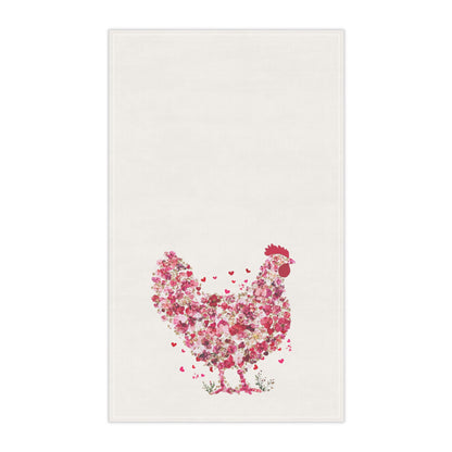 Charming Floral Chicken Tea Towels | Kitchen Decor, Farmhouse Style, Gift for Home Chef, Housewarming, Spring Decor Rooster Towel, Chicken Kitchen