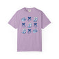Blue Chinoiserie Cowgirl Collage Top, Cowgirl Bows Blue Toile Bows and Boots Tee, Trendy Blue & White Tshirt, Western T-shirt
