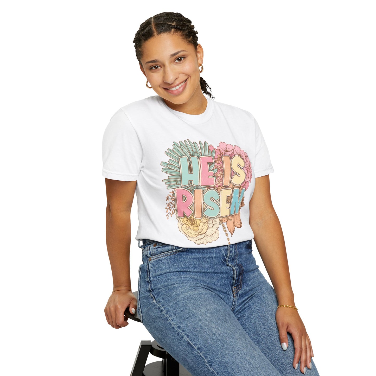 Beautiful Floral "Jesus Has Risen" Easter T-shirt