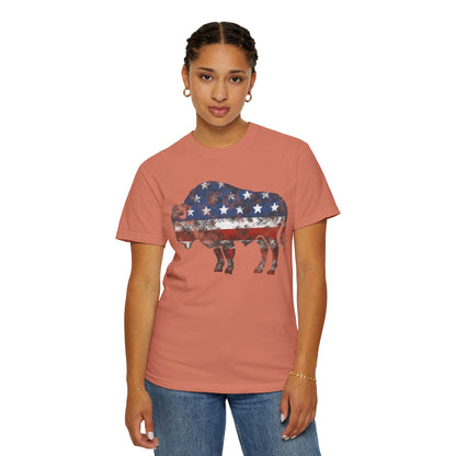 Distressed Graphic American Buffalo T-Shirt, Patriotic Tee, Unisex Graphic Shirt, 4th of July, Red White and Blue, Fourth of July,  Different colors