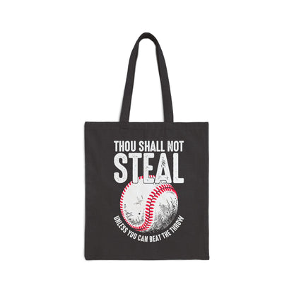 Thou Shall Not Steal Canvas Tote Bag - Ballfield Baseball Softball Carry Your Stuff Design