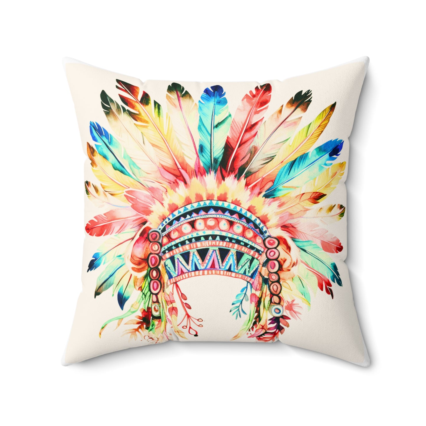 Indian Head Dress Pillow Western Vibes Spun Polyester Square Pillow