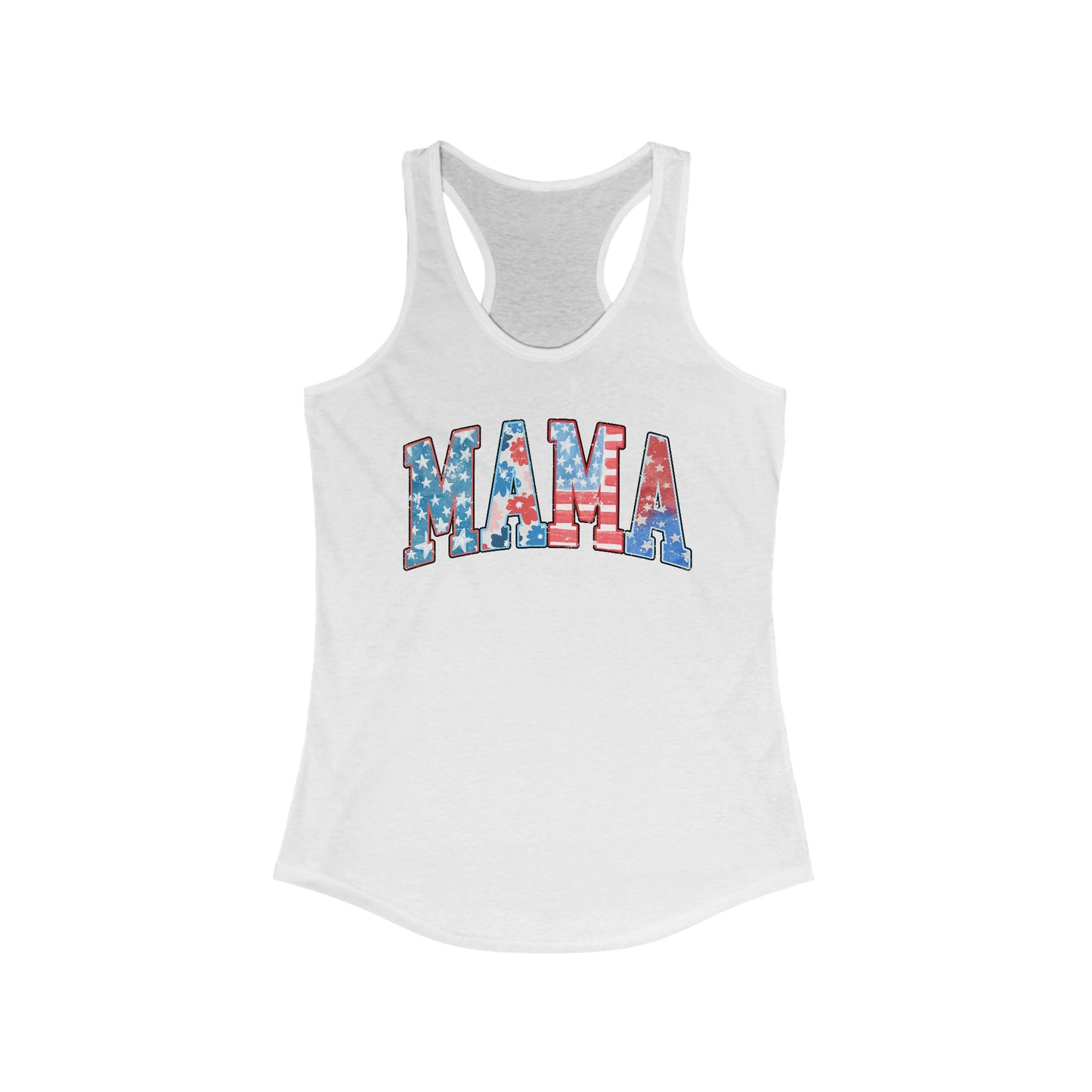 Patriotic Mama Racerback Tank, Perfect for July 4th,  Summer Cookouts, Gifts for Moms, Casual Wear, Comfortable Fit, Red White and Blue