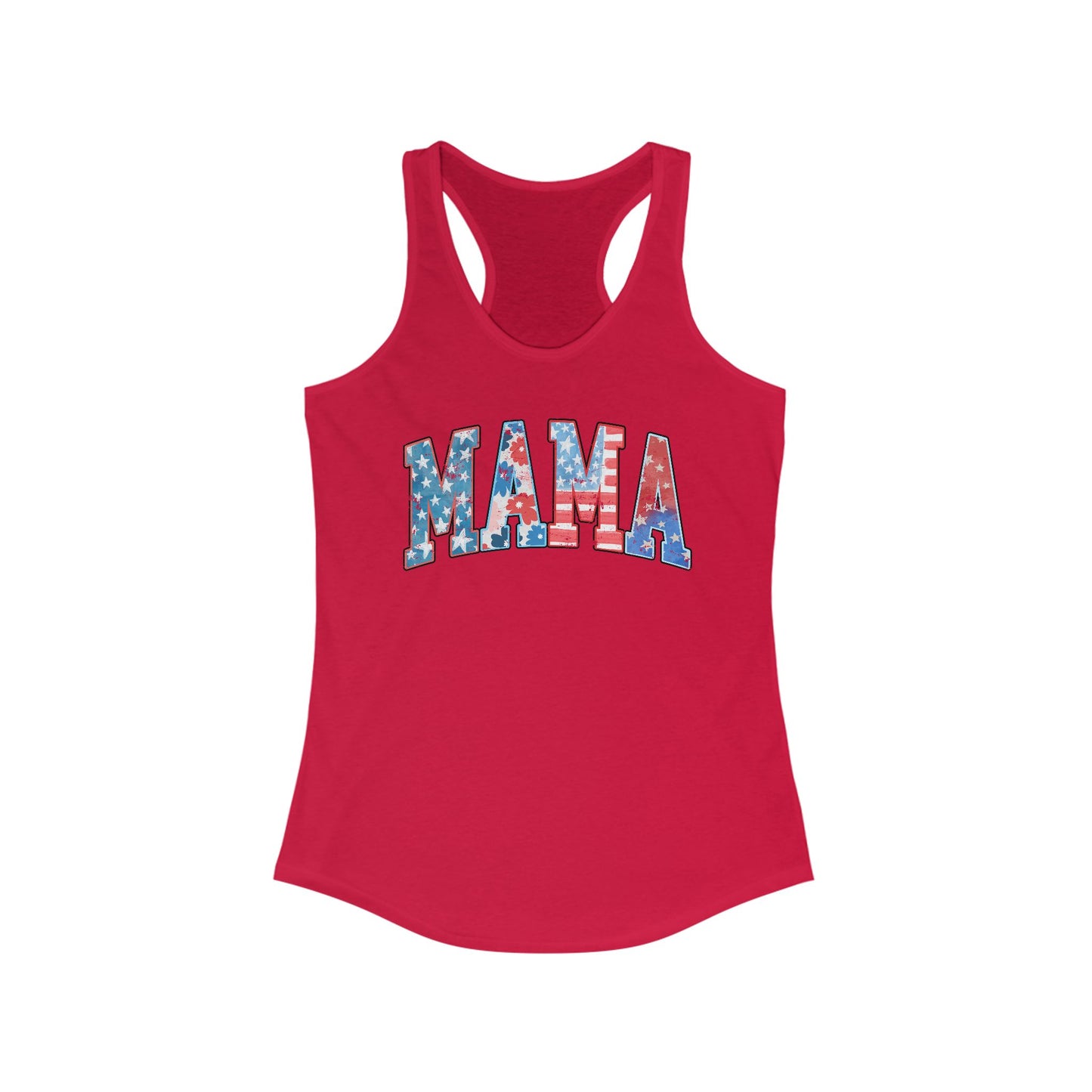 Patriotic Mama Racerback Tank, Perfect for July 4th,  Summer Cookouts, Gifts for Moms, Casual Wear, Comfortable Fit, Red White and Blue