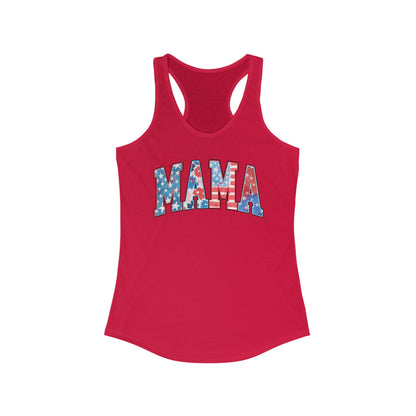 Patriotic Mama Racerback Tank, Perfect for July 4th,  Summer Cookouts, Gifts for Moms, Casual Wear, Comfortable Fit, Red White and Blue