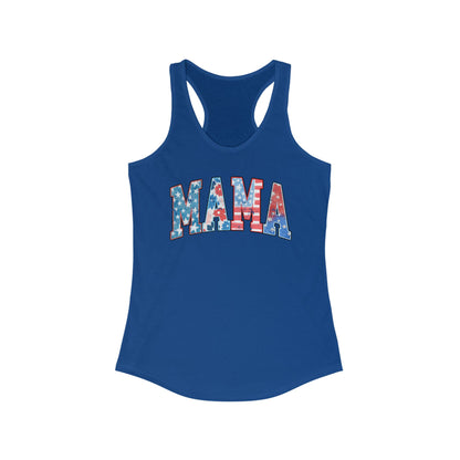 Patriotic Mama Racerback Tank, Perfect for July 4th,  Summer Cookouts, Gifts for Moms, Casual Wear, Comfortable Fit, Red White and Blue