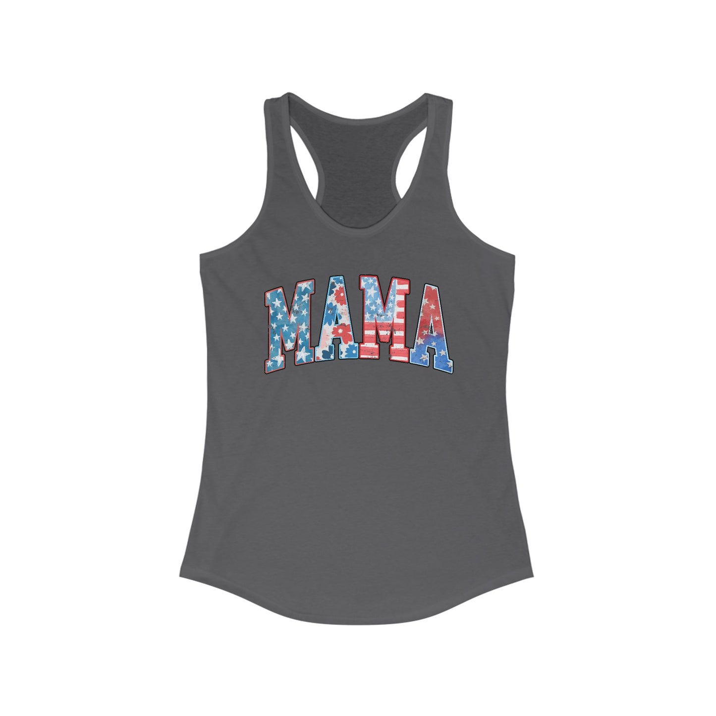 Patriotic Mama Racerback Tank, Perfect for July 4th,  Summer Cookouts, Gifts for Moms, Casual Wear, Comfortable Fit, Red White and Blue