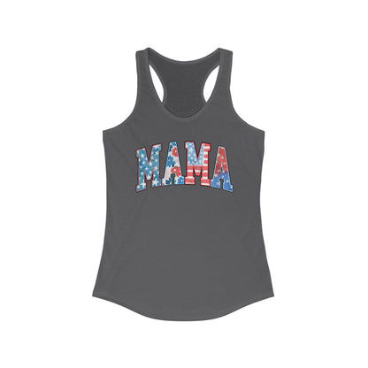 Patriotic Mama Racerback Tank, Perfect for July 4th,  Summer Cookouts, Gifts for Moms, Casual Wear, Comfortable Fit, Red White and Blue