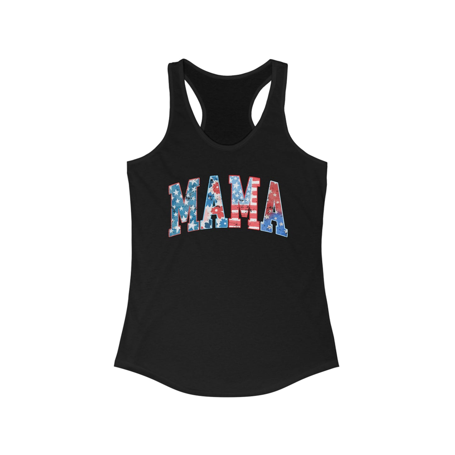 Patriotic Mama Racerback Tank, Perfect for July 4th,  Summer Cookouts, Gifts for Moms, Casual Wear, Comfortable Fit, Red White and Blue