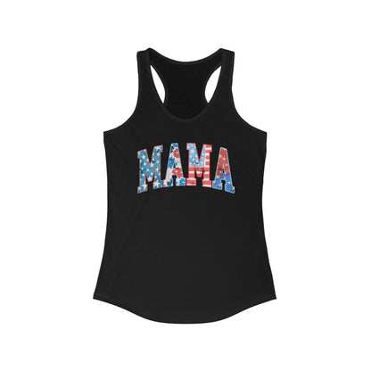 Patriotic Mama Racerback Tank, Perfect for July 4th,  Summer Cookouts, Gifts for Moms, Casual Wear, Comfortable Fit, Red White and Blue