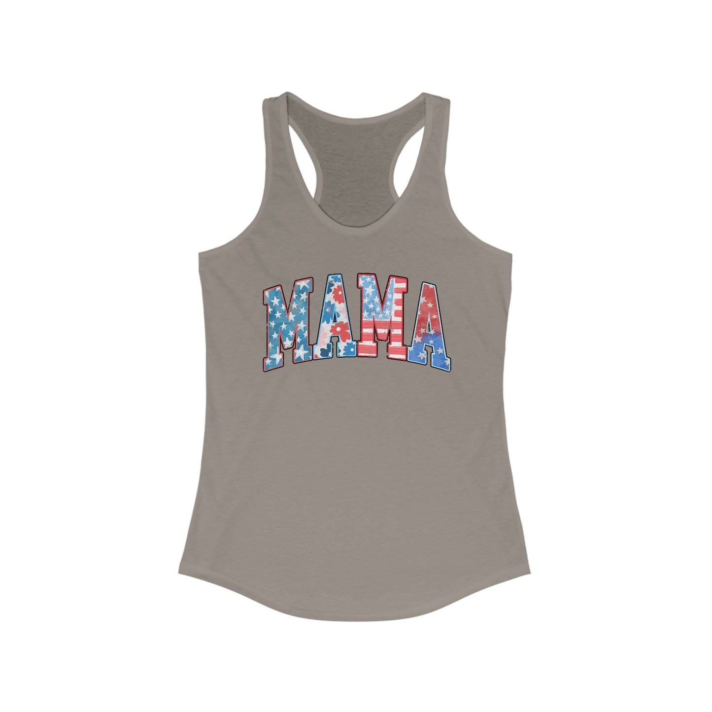 Patriotic Mama Racerback Tank, Perfect for July 4th,  Summer Cookouts, Gifts for Moms, Casual Wear, Comfortable Fit, Red White and Blue