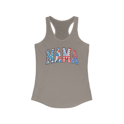 Patriotic Mama Racerback Tank, Perfect for July 4th,  Summer Cookouts, Gifts for Moms, Casual Wear, Comfortable Fit, Red White and Blue