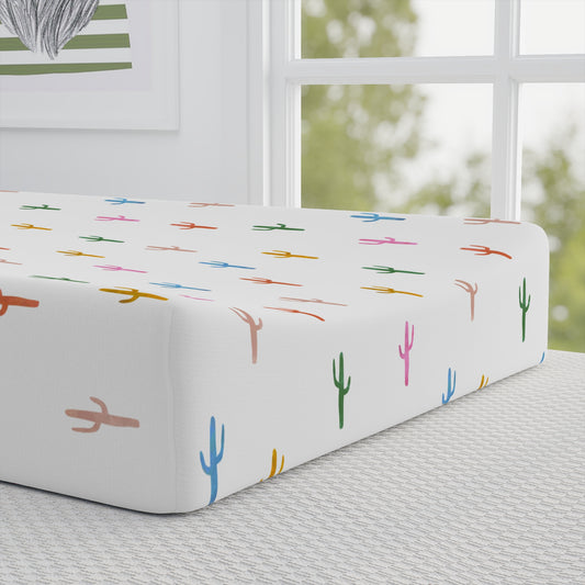 Multi Color Cactus Baby Changing Pad Cover, Nursery Decor, Modern Baby Shower Gift, Western  Cactus Bedding, Baby Essentials, Neutral Unisex