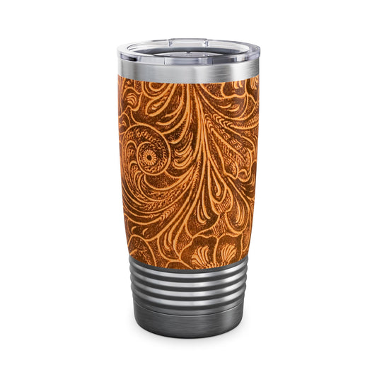 Vintage Leather Look Ringneck Tumbler | Western Style Travel Mug, Leather Gift,  Coffee Mug, Leather Stamped, Tooled Leather Look, Great Fathers Day Gift