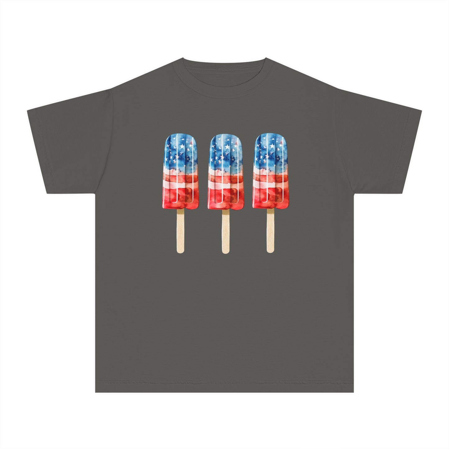 Patriotic Youth Tee with Popsicles, Kids Summer T-Shirt, Independence Day Gift, 4th of July Apparel, Fun Outdoor Wear