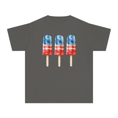 Patriotic Youth Tee with Popsicles, Kids Summer T-Shirt, Independence Day Gift, 4th of July Apparel, Fun Outdoor Wear