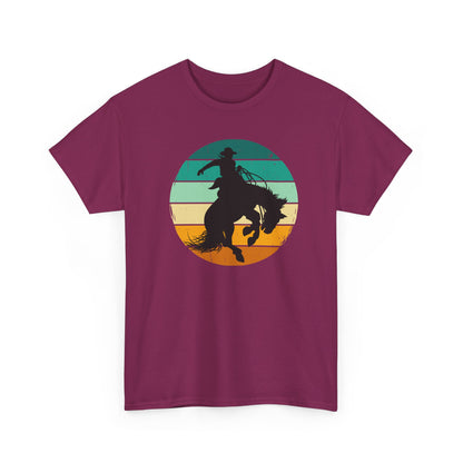 Ride It! Retro Cowboy Unisex Heavy Cotton Tee Rodeo, Honky Tonk,  Concert, County Fair -Great Layering Tee.  8 Great Colors to Choose From