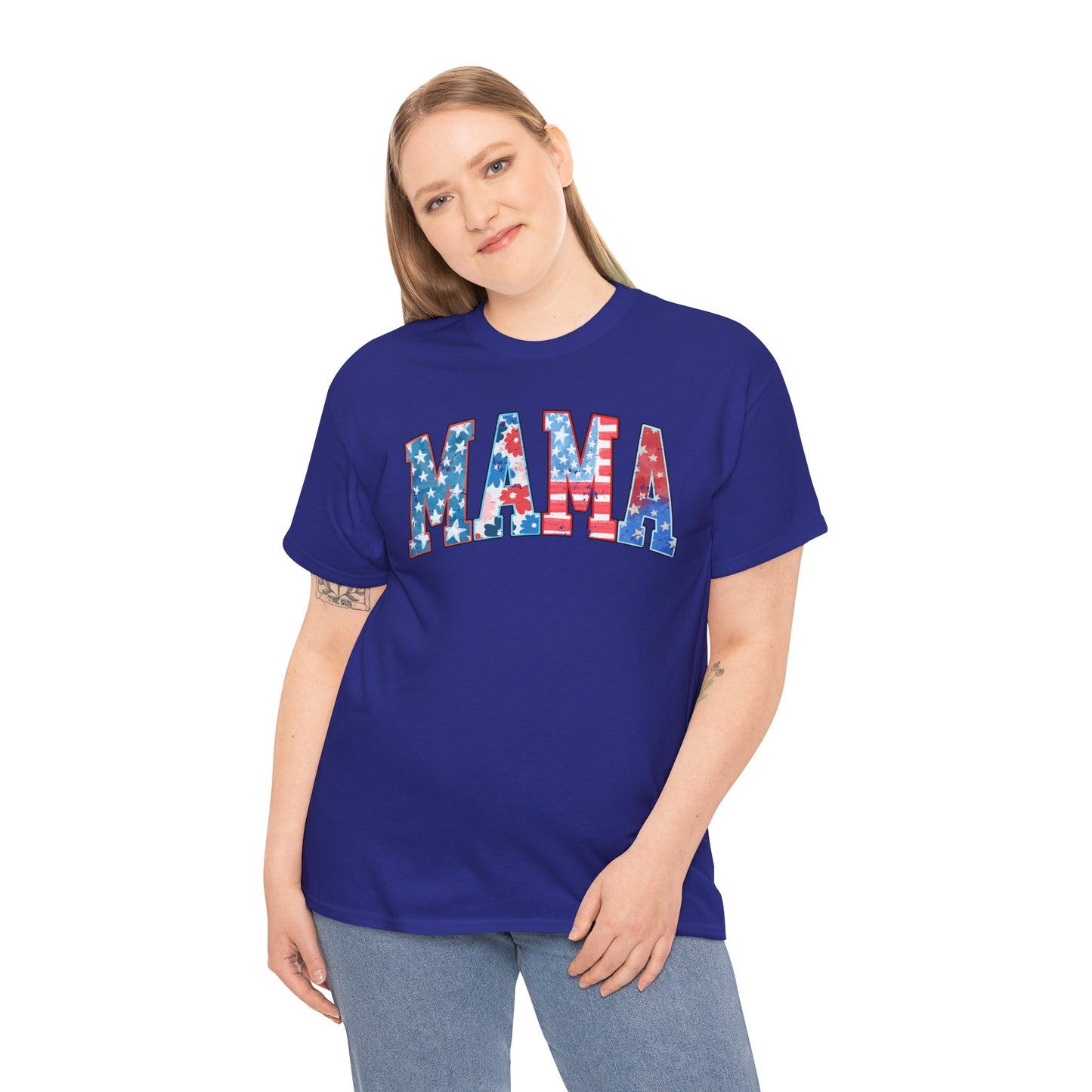New Patriotic Mama Tee, 4th of July Cotton Shirt,  4th of July, Independence Day Outfit, Casual Summer Wear, Family Reunion