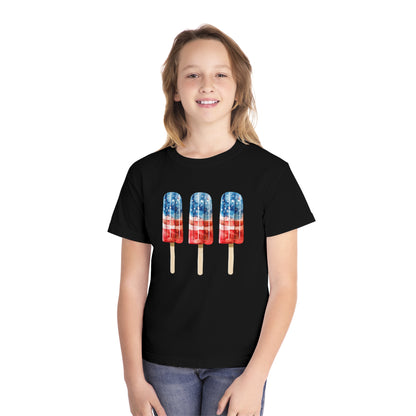 Patriotic Youth Tee with Popsicles, Kids Summer T-Shirt, Independence Day Gift, 4th of July Apparel, Fun Outdoor Wear