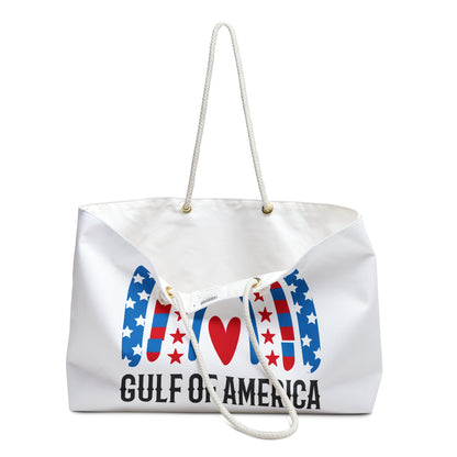 Brand New Patriotic Gulf Of America Red White and Blue Beach Bag / Weekender Bag - Gulf of America Rainbow Design, Est 2025