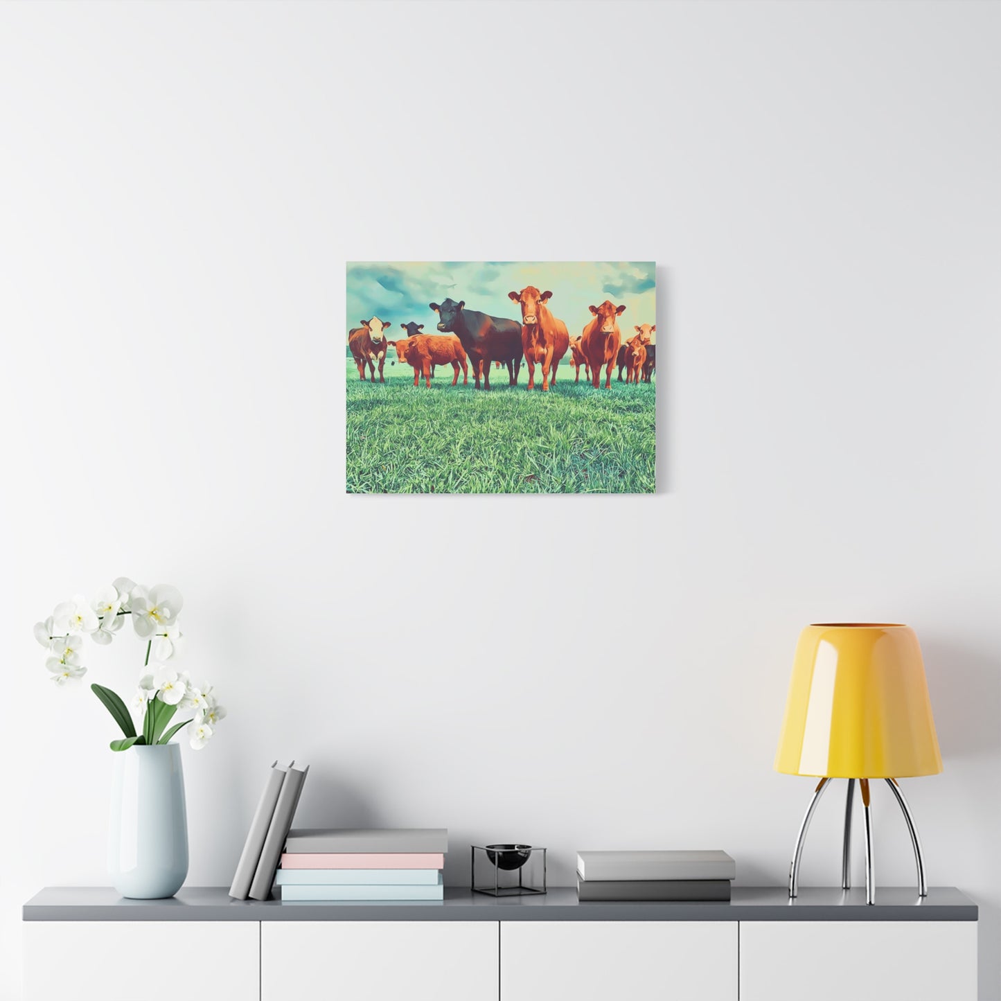 Original Farm Angus Black And Red Farm Rustic Farmhouse Canvas Art Print, Cow Wall Decor, Country Home Decor,Farmhouse Wall Art