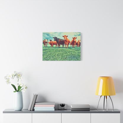 Original Farm Angus Black And Red Farm Rustic Farmhouse Canvas Art Print, Cow Wall Decor, Country Home Decor,Farmhouse Wall Art