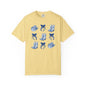 Blue Chinoiserie Cowgirl Collage Top, Cowgirl Bows Blue Toile Bows and Boots Tee, Trendy Blue & White Tshirt, Western T-shirt