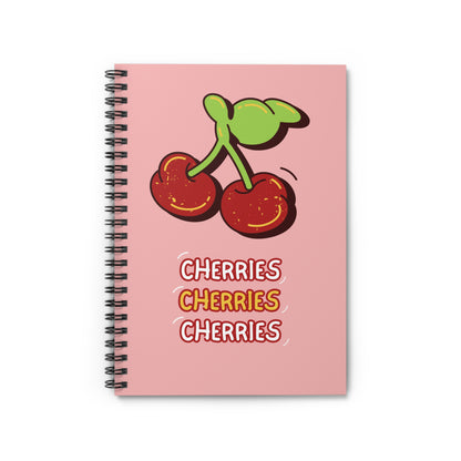 Cute Pink Cherry Spiral Notebook - Ruled Lines for School & Journaling