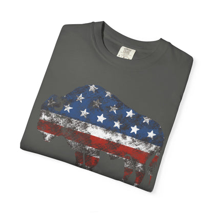 Distressed Graphic American Buffalo T-Shirt, Patriotic Tee, Unisex Graphic Shirt, 4th of July, Red White and Blue, Fourth of July,  Different colors