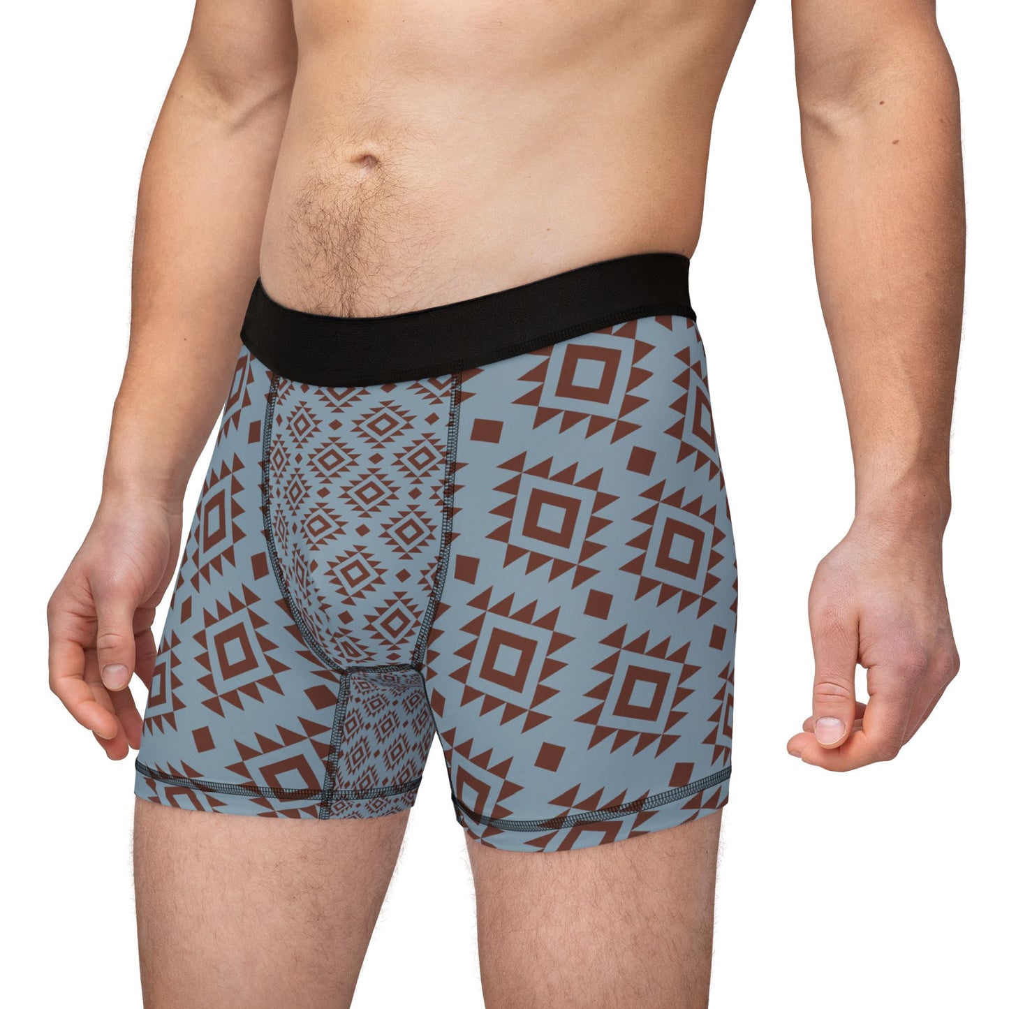 Trendy Blue Aztec Men's Boxers, Stylish  Underwear, Men's Gift Idea, Comfortable Boxers, Patterned Briefs Western Pattern Fathers Day