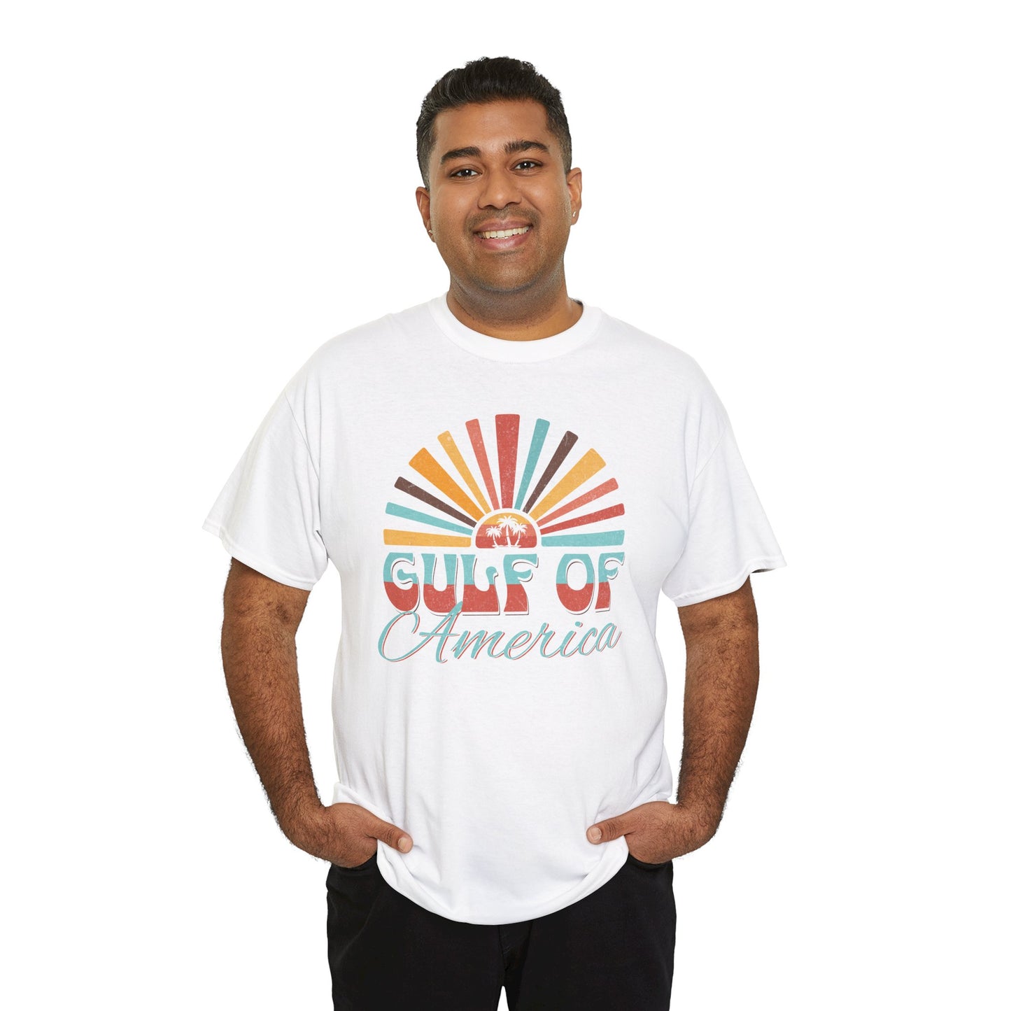 Gulf of America Sunset Tee - Casual Summer Vibe, Beachwear for Vacation, Gift for Travelers, Festival Essential, Retro Graphic Tee, Beach Wea