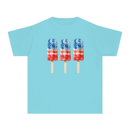 Patriotic Youth Tee with Popsicles, Kids Summer T-Shirt, Independence Day Gift, 4th of July Apparel, Fun Outdoor Wear