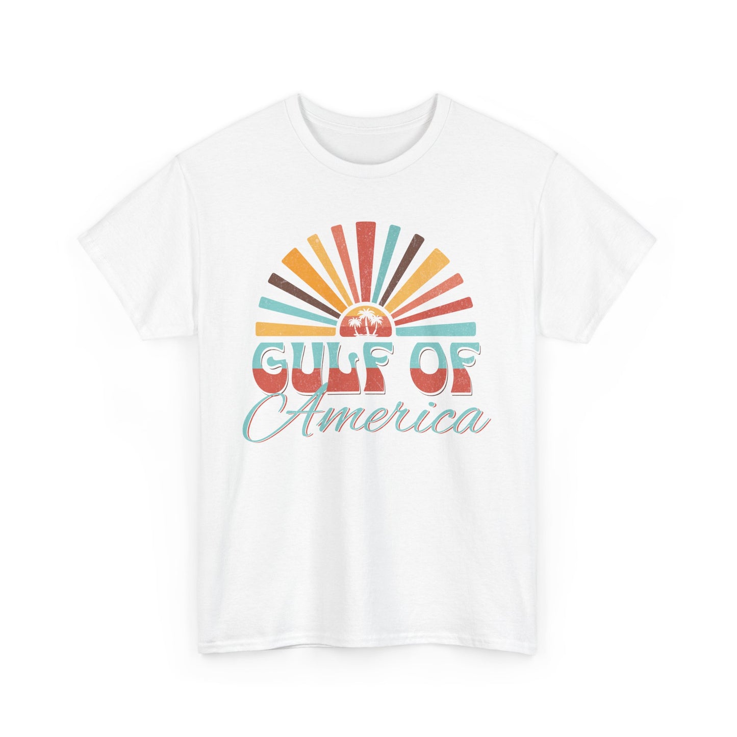 Gulf of America Sunset Tee - Casual Summer Vibe, Beachwear for Vacation, Gift for Travelers, Festival Essential, Retro Graphic Tee, Beach Wea