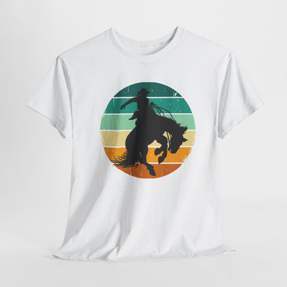 Ride It! Retro Cowboy Unisex Heavy Cotton Tee Rodeo, Honky Tonk,  Concert, County Fair -Great Layering Tee.  8 Great Colors to Choose From