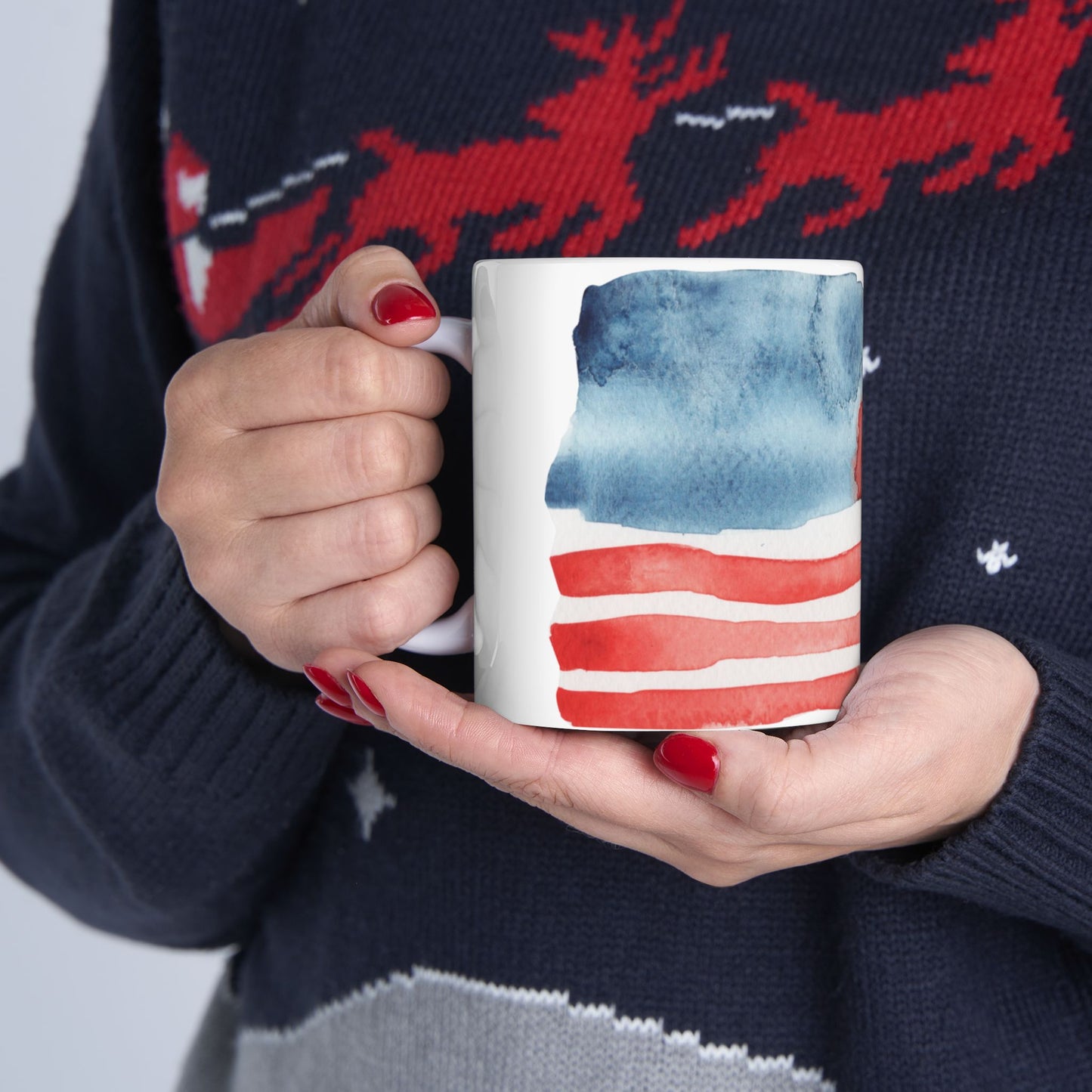Old Glory Coffee Mug - Patriotic Ceramic Mug - 11oz & 15oz | American Flag Design | Perfect for Independence Day, Memorial Day, Gift for Veterans, Coffee Lover