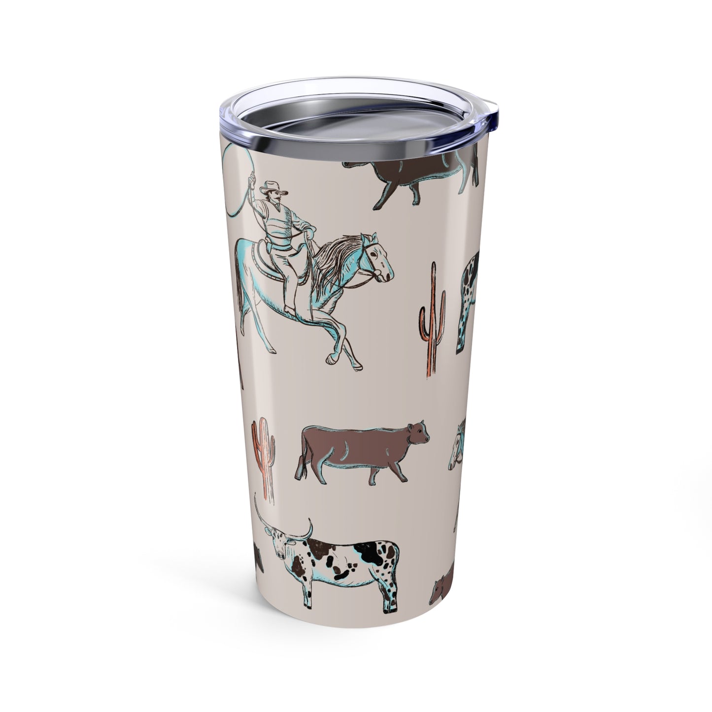 Cattle Drive Cowboy Theme Tumbler 20oz | Rustic Western Drinkware, Perfect Gift for Rodeo Lovers, Camping, Ranch Decor, Country Style Insulated Cup